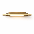 The brass tube seen level, both collars machined with fine ridges