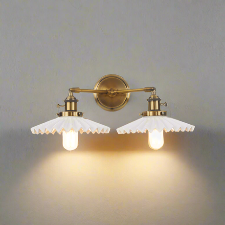 Aurelia Wall Lamp - Ceramic and Iron Vintage-Inspired Antique Gold Design | OroDwell