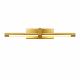 The twin bar in gold seen at an angle, the lit strip between the tubes