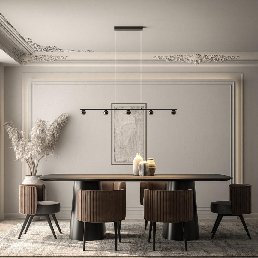 Steel and acrylic pendant light with warm glow