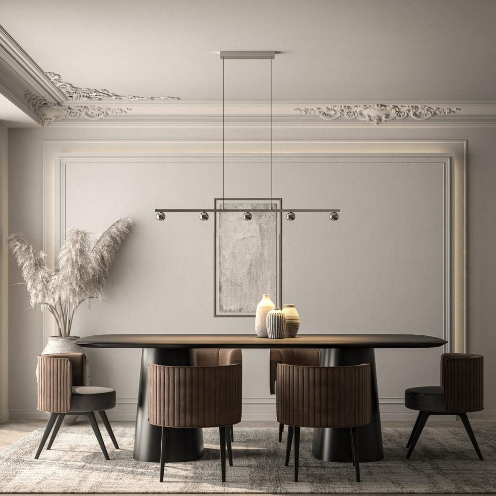Metal pendant light with height-adjustable LED design
