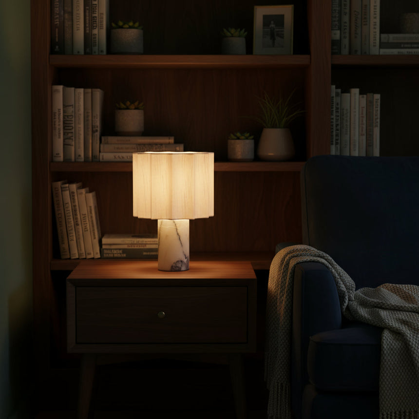 Marble Base Table Lamp for Bedside Ambiance