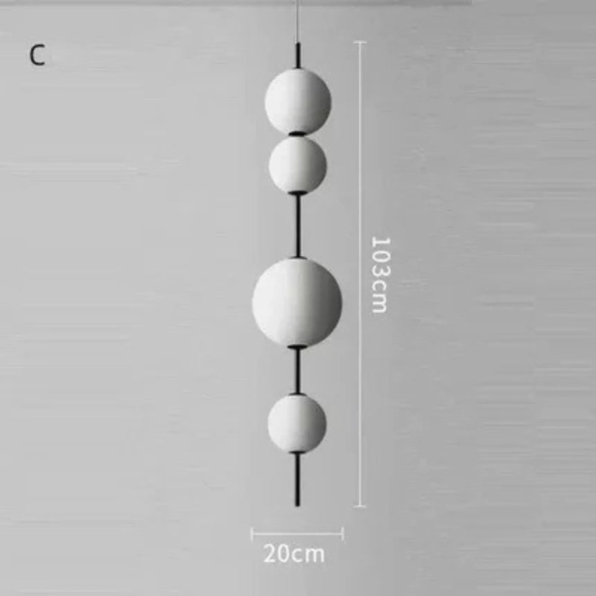 Version C drawn as four balls on a 103 cm rod with the 20 cm width marked
