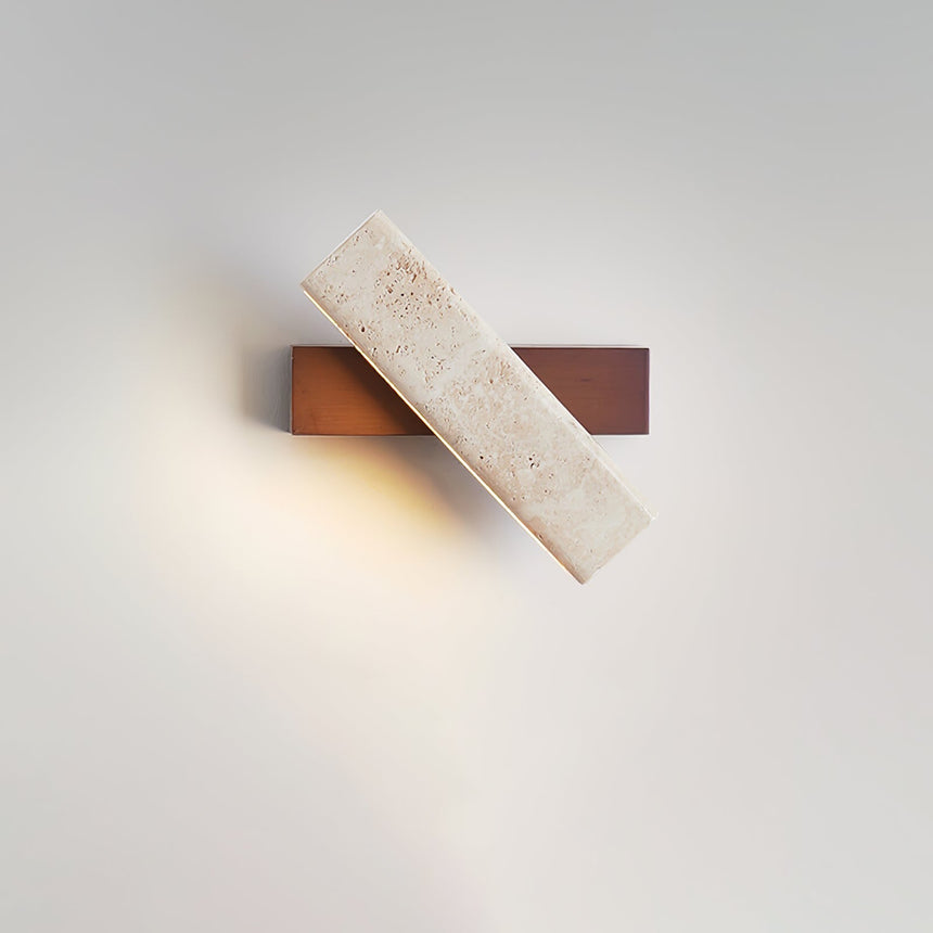 The dark walnut version seen from the front with the travertine bar across it