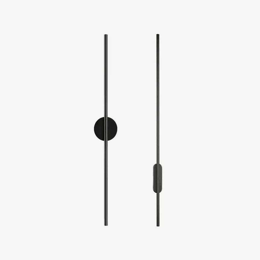 Two slim black rods shown together, one with a round hub and one with a bar