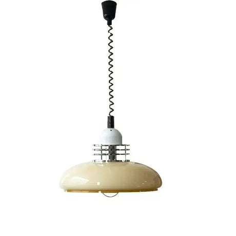 The cream saucer shade shown on its twisted cord against a pale background