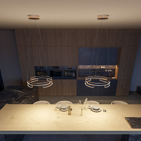 Pendant lamp installed above dining table