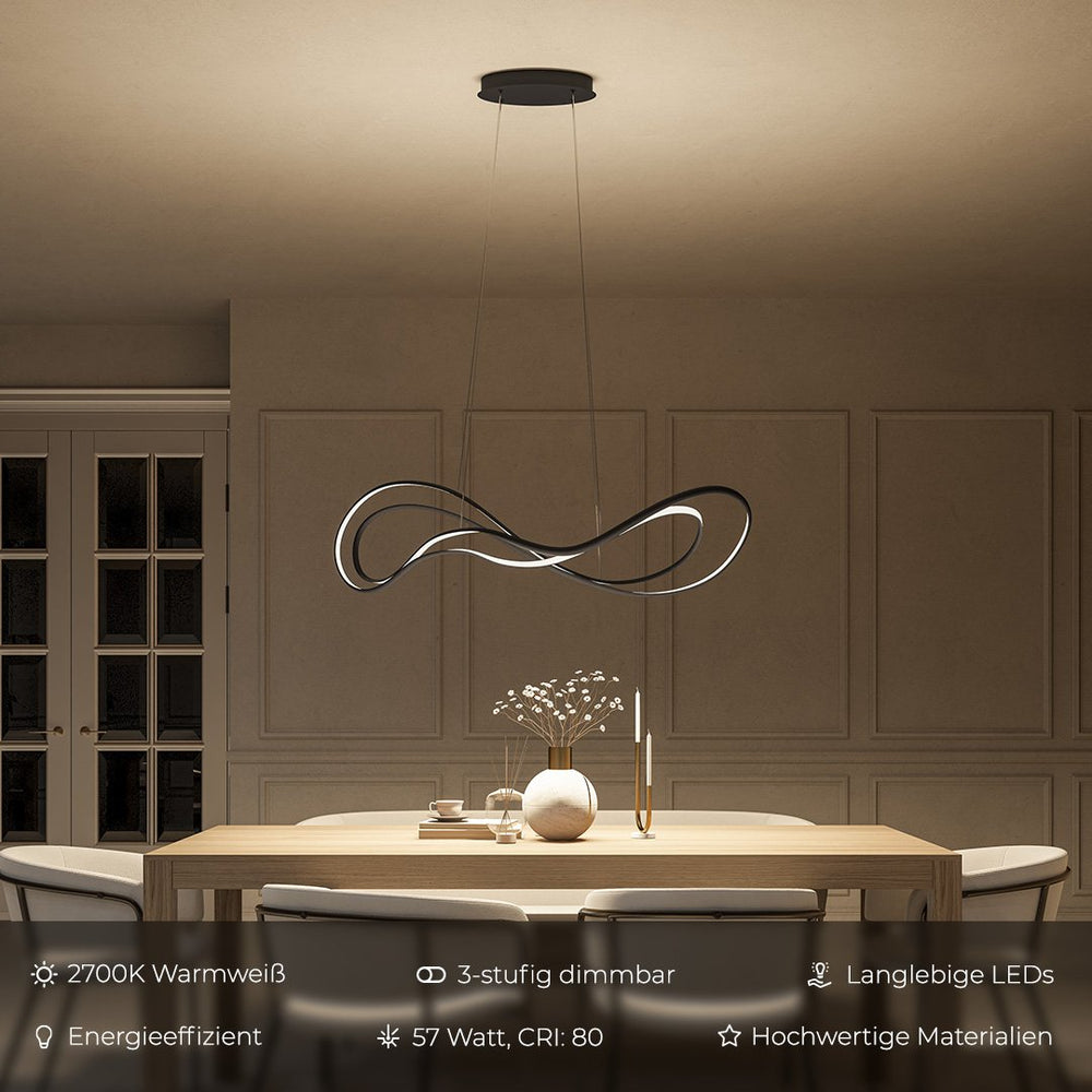 Black metal pendant light with dimmable LED design