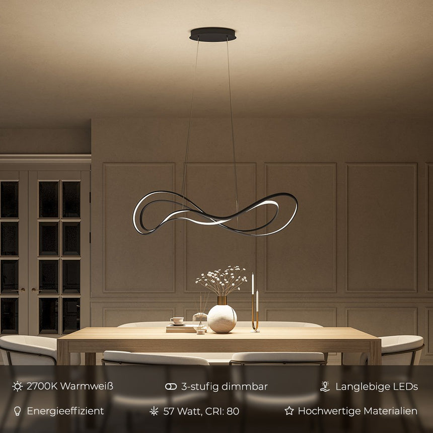 Black metal pendant light with dimmable LED design