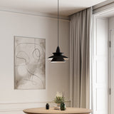 Metal pendant light with sleek modern silhouette accent