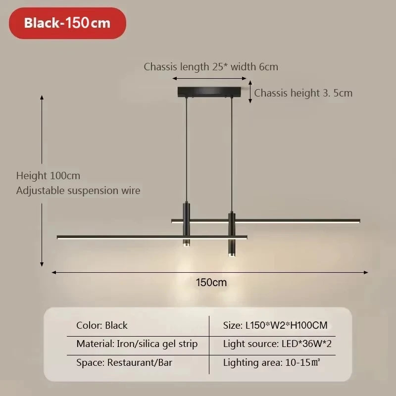 Warm LED Glow Linear Pendant Light with Sleek Silhouette | OroDwell