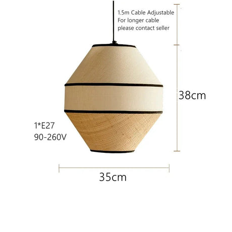 Dimension card for shape A of the woven willow shade, 35 by 38 cm