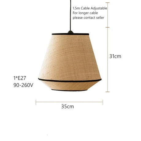 Dimension card for shape C of the woven willow shade, 35 by 31 cm