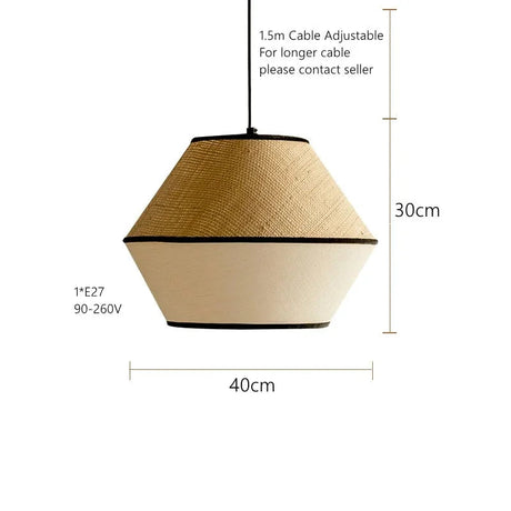 Dimension card for shape D of the woven willow shade, 40 by 30 cm