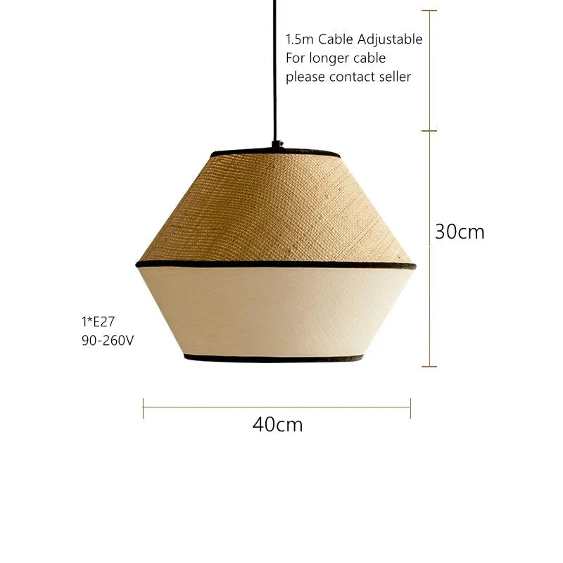 Dimension card for shape D of the woven willow shade, 40 by 30 cm