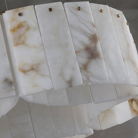 Close view of the alabaster panels showing the veining in the stone