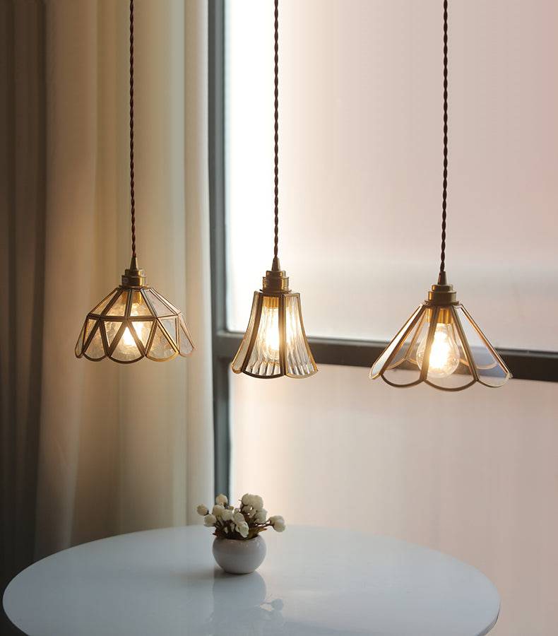 Brass pendant light with adjustable height for dining room