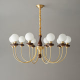 The eight light build with globes at two heights around the column