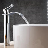 Gold and white waterfall bathroom faucet - solid brass construction