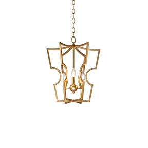 The scalloped frame seen unlit against plain white, chain and canopy above