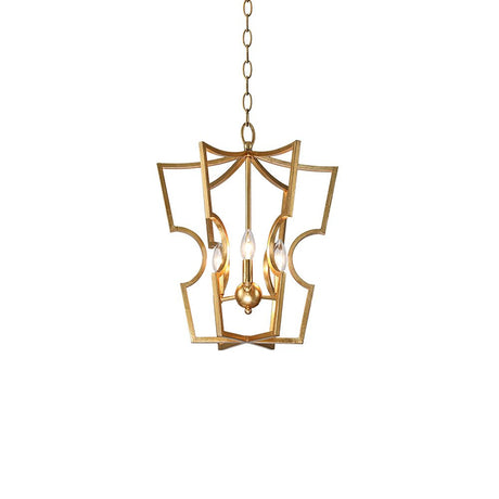 The scalloped frame seen unlit against plain white, chain and canopy above