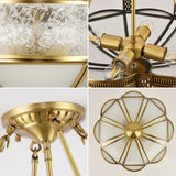 Detail views of the glass panel, the frame and the brass finial