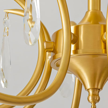 Close view of a brass arm meeting the central column