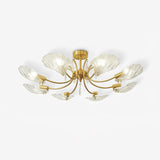 Eight light version of the shell shade ceiling light on a white backdrop