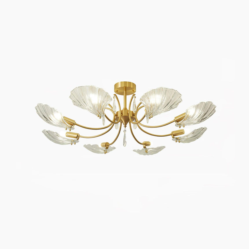 Six light version of the shell shade ceiling light on a white backdrop