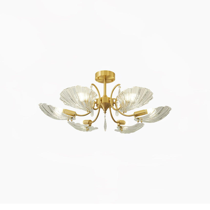Three light version of the shell shade ceiling light on a white backdrop
