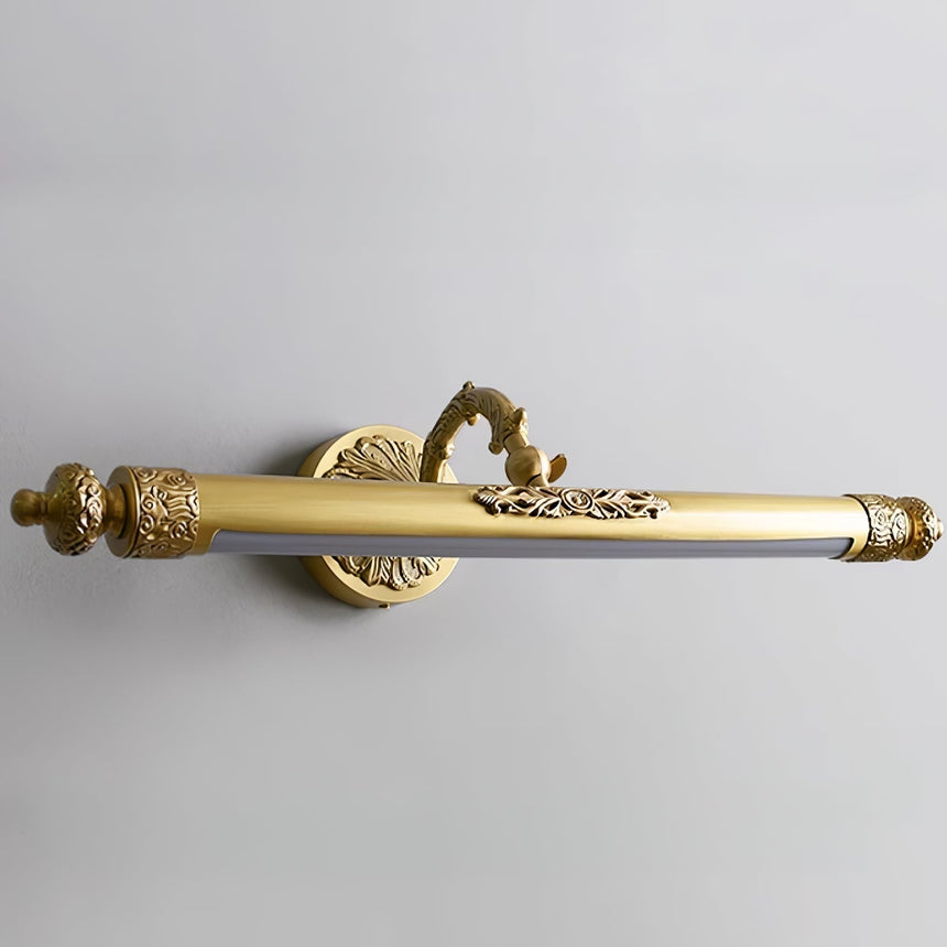 The brass bar seen at an angle, the shell plate and the single arm behind the tube