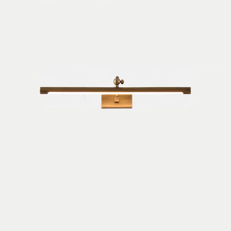 The shortest bronze bar seen straight on with the pivot arm centered above it