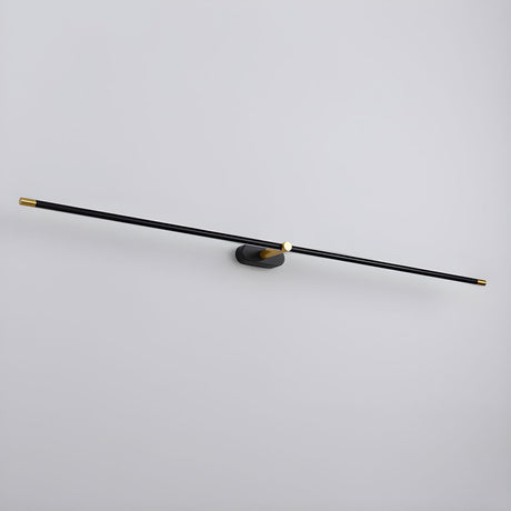 The rod seen at an angle against a pale wall, thin from end to end