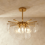 The large size in clear glass, the bubbled discs stacked in deep tiers