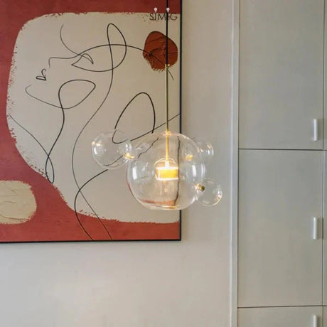 Sphere Pendant Light Installed Above Living Room