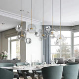 Ceiling fixture glass ball detail