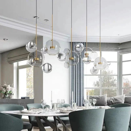 Ceiling fixture glass ball detail