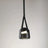 The black plated glass shade on its leather strap on a plain background