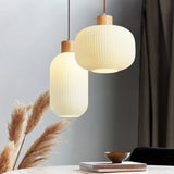 Wood Pendant Lamp Detail of Glass Shade