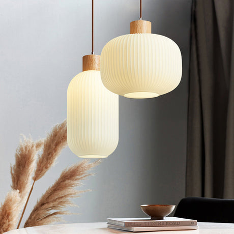Wood Pendant Lamp Detail of Glass Shade