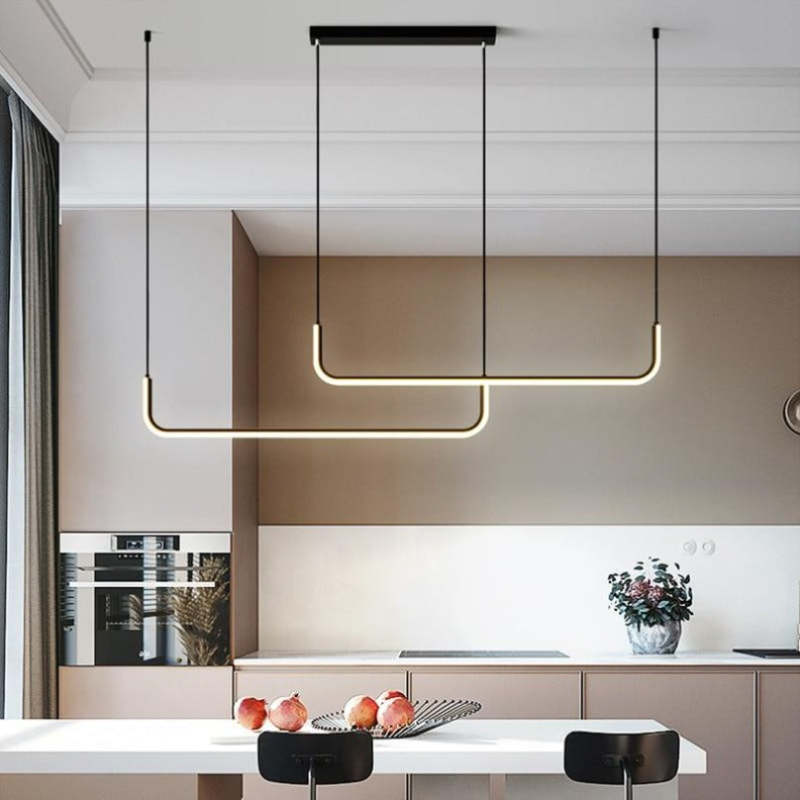 Metal pendant light with sleek modern silhouette