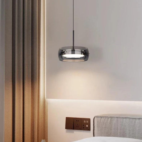 Clear glass pendant lamp shape detail close-up