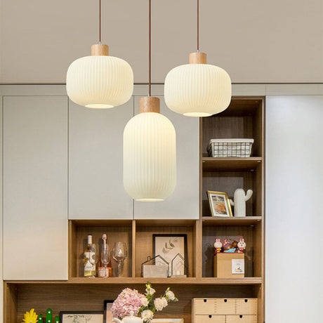 TimberGlow Wood and Glass Pendant Light with LED