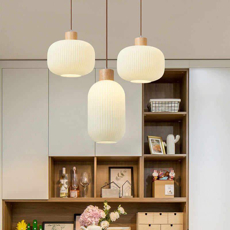 TimberGlow Wood and Glass Pendant Light with LED