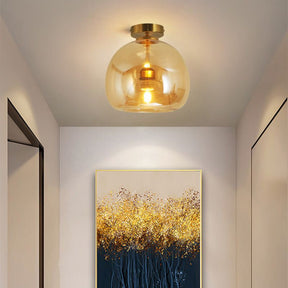 Metal and glass ceiling lamp for compact rooms