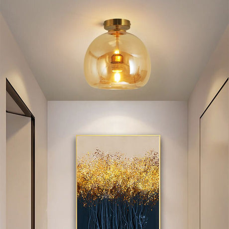 Metal and glass ceiling lamp for compact rooms