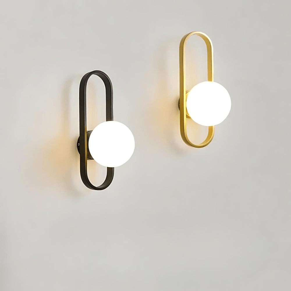 Wall lamp with frosted glass shade for living room