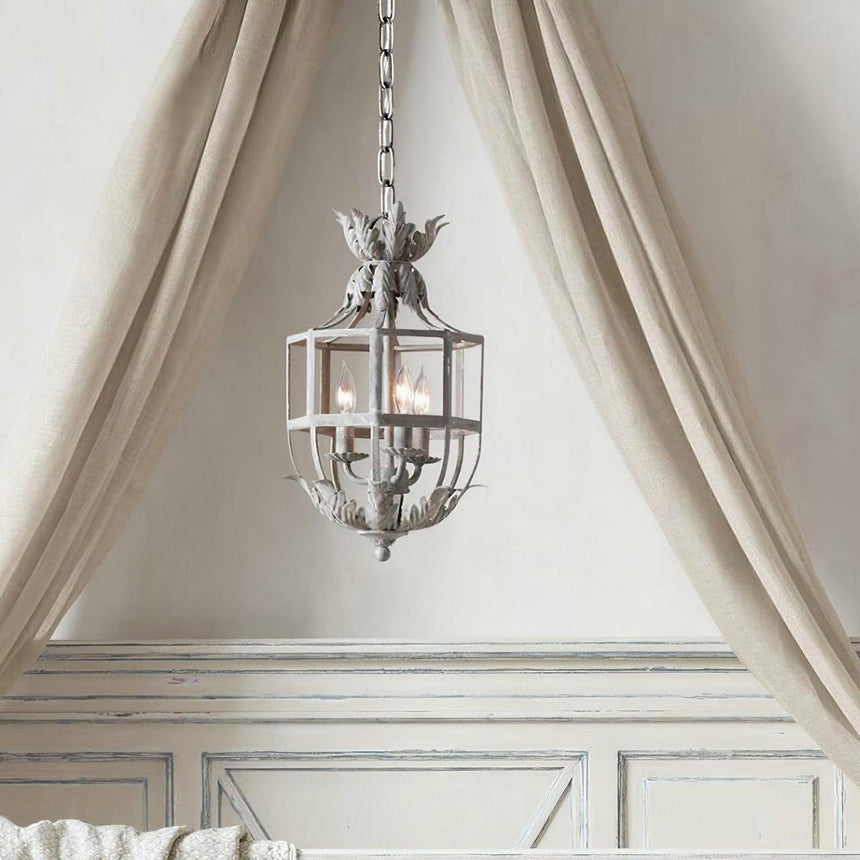 Lit under a draped fabric canopy against a paneled wall
