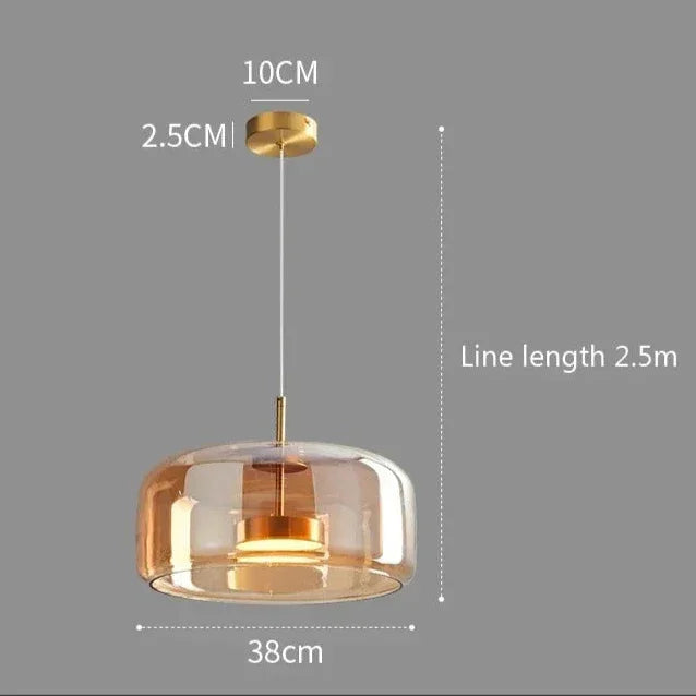 Dimension card for the 38 cm shade in amber