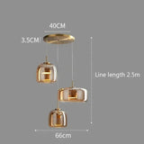 Dimension card for the 65 cm three head canopy in amber
